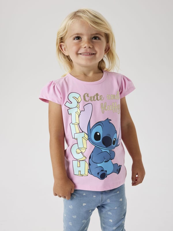 Miniatyrbillede 2 af 4: Name It Stitch T-Shirt Rund halsudskæring Kort ærme Bomuld, Elastin