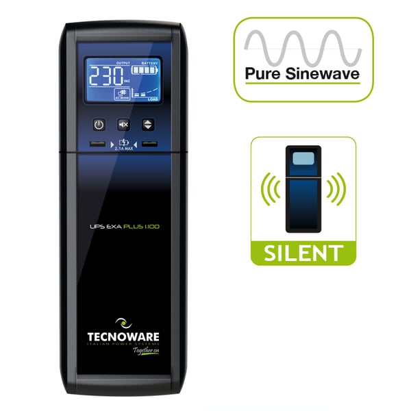 Miniatyrbillede 3 af 3: Tecnoware EXA PLUS 1100 UPS-enhed Interaktivt indgangsstik 1 kVA 770 W