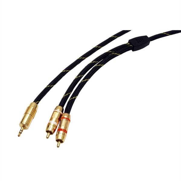 ROLINE 11.09.4273 audiokaapeli 2,5 m 3.5mm 2 x RCA Musta, Kulta