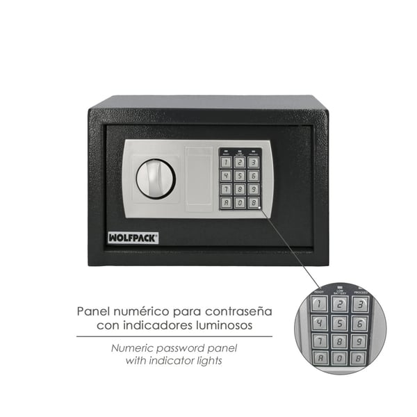 Miniatyrbild 2 av 5: Wolfpack Caja Fuerte Sobreponer Electrica 31x20x20 cm.