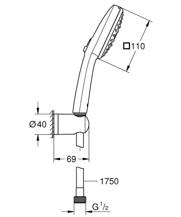 Miniatyrbild 2 av 4: GROHE Vitalio Comfort 110 duschsystem Krom