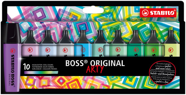 Miniatyrbillede 1 af 7: STABILO BOSS ORIGINAL speedmarker 10 stk Mejselspids Flerfarvet