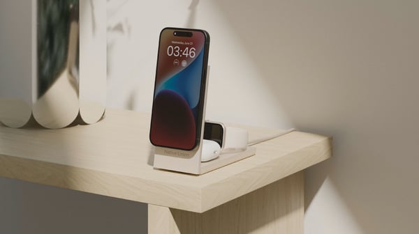Miniatyrbillede 2 af 3: Native Union Rise 3-In-1 Qi2 Smartphone Lys grå USB Trådløs opladning Indendørs