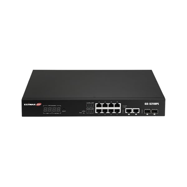 Miniatyrbillede 5 af 5: Edimax GS-5210PL netværksswitch Administreret Gigabit Ethernet (10/100/1000) Sort