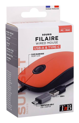 T'nB MUSUNSETRD mus Universel Ambidextrous USB Type-A 1000 dpi