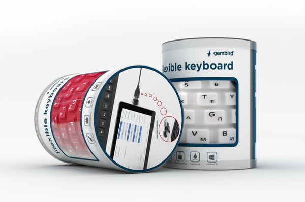 Vandtæt USB silikone tastatur med OTG funktion sort