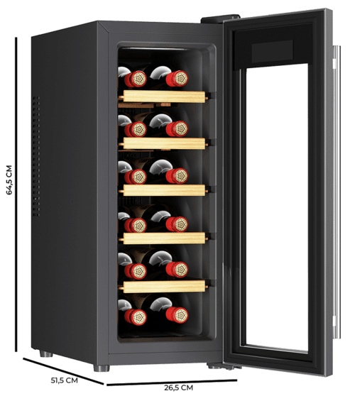 Miniatyrbillede 5 af 10: Cecotec 1270 Thermo vinkøler Fritstående Rustfrit stål 12 flaske(r)