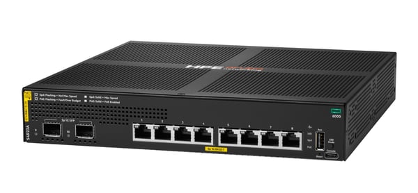 Miniatyrbillede 2 af 3: HPE Aruba Networking CX 6000 8p 10M/100M/1G Class4 PoE 2p SFP 1G 67W Switch Administreret L2 Gigabit Ethernet (10/100/1000) Strøm over Ethernet (PoE) 1U Sort