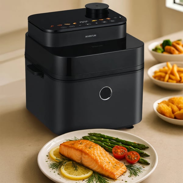 Inventum GF730HLDB frituregryde Enkelt 7,3 L Enkeltstående 1300 W Varmluftsteger Sort, Grå