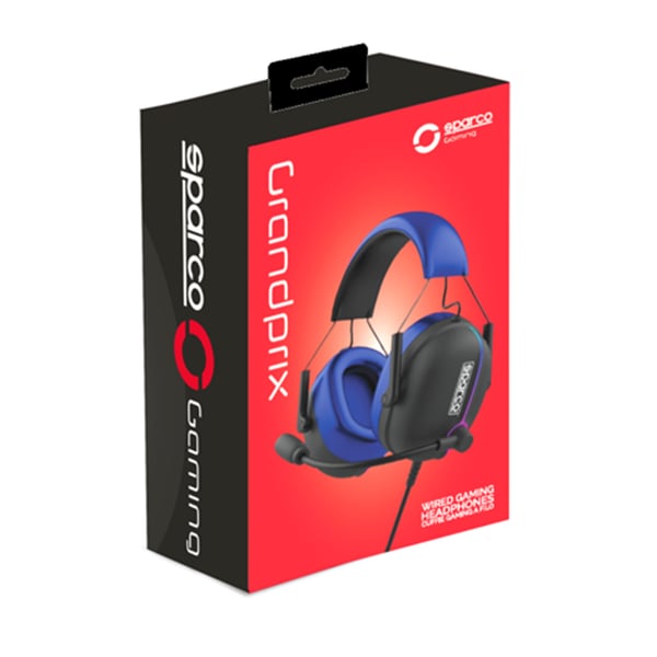 Sparco SPHEADPHONEEVO kuulokkeet ja kuulokemikrofoni Langallinen Pääpanta Pelaaminen USB A-tyyppi Musta, Sininen