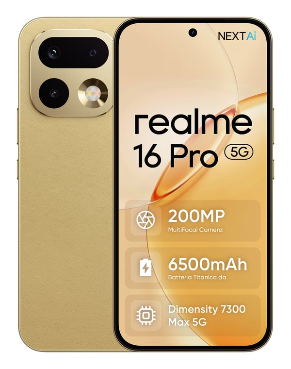 Miniatyrbild 1 av 9: realme 16 Pro 17,3 cm (6.8") Dubbla SIM-kort 5G 8 GB 256 GB 6500 mAh Guld