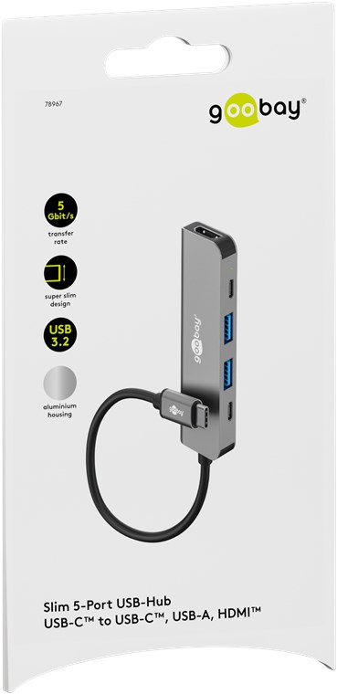 Pikkukuva 2 / 2: Goobay 78967 keskitin USB Type-C 5000 Mbit/s Harmaa