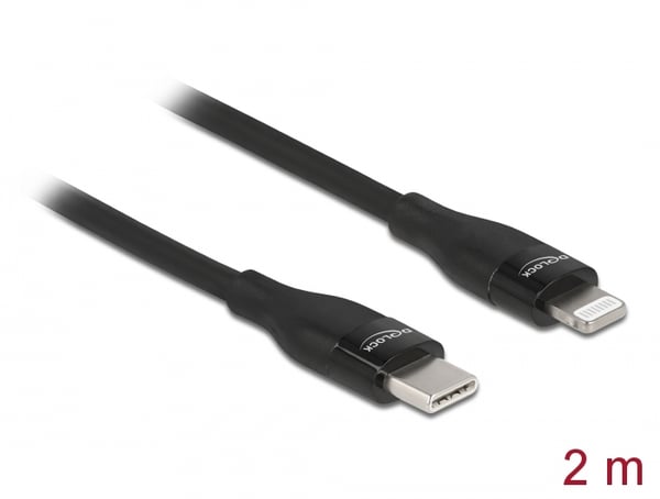 DeLOCK 86638 kabel til mobiltelefon Sort 2 m USB C Lightning