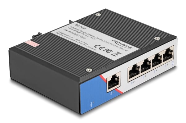 Miniatyrbild 2 av 3: DeLOCK 80162 nätverksswitchar Gigabit Ethernet (10/100/1000) DIN rail Svart