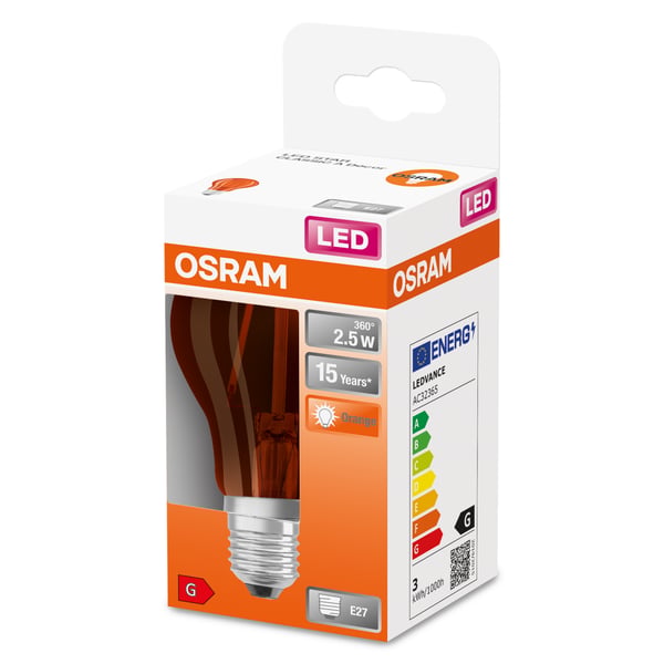 Miniatyrbillede 3 af 4: Osram STAR LED-lampe Orange 1500 K 2,5 W E27 G