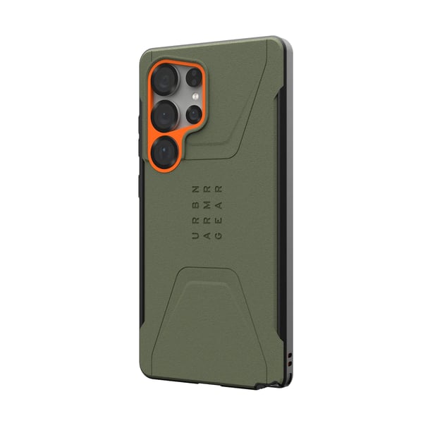 Miniatyrbild 5 av 6: UAG Civilian Pro - Skyddsfodral för Samsung Galaxy S25 Ultra 5G med inbyggd magnetmodul (oliv/orange)