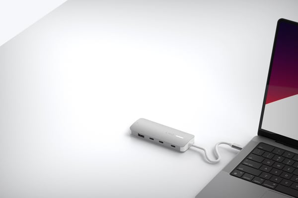 LINQ LQ49081PS kannettavien tietokoneiden telakka ja porttitoistin Langallinen USB 3.2 Gen 2 (3.1 Gen 2) Type-C Harmaa, Valkoinen