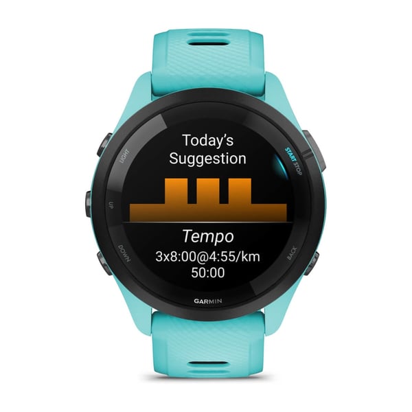 Garmin Forerunner 265 3,3 cm (1.3") AMOLED 46 mm Digitaalinen 416 x 416 pikseliä Kosketusnäyttö Musta, Sininen Wi-Fi GPS (satelliitti)