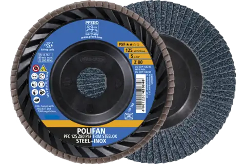 Miniatyrbild 1 av 3: PFERD POLIFAN flap discs zirconia alumina Z PSF TRIM STEELOX 10 styck