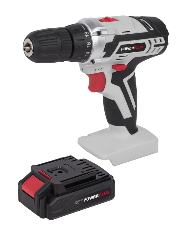 Powerplus POWC1061 borr 1400 RPM utan nyckel 1,48 kg Svart, Grå, Röd