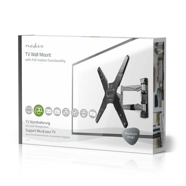 Nedis TVWM5530BK TV-kiinnike 106,7 cm (42") Hopea, Musta