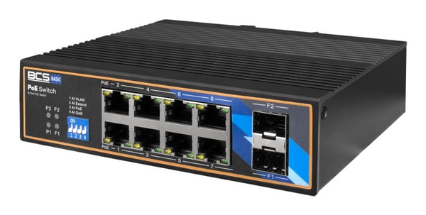 Miniatyrbillede 5 af 5: BCS BCS-B-ISP08G-2SFP netværksswitch L2 Gigabit Ethernet (10/100/1000) Strøm over Ethernet (PoE) DIN-skinne