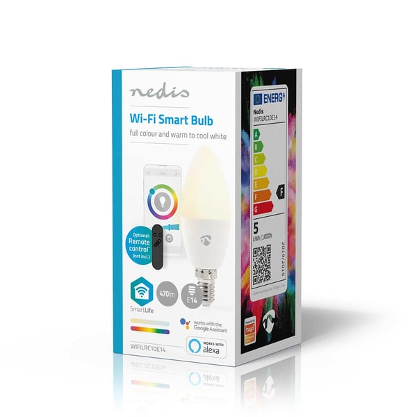 Miniatyrbillede 2 af 5: Nedis WIFILRC10E14 LED-lampe Blå, Grøn, Rød, Hvid 4,9 W E27 F