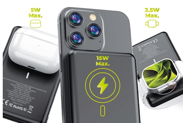 Mobile Origin PowerBank 10000mAh 3in1 Trådlös Magnetisk PowerBank PB8