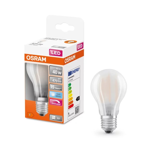 LEDVANCE 4058075434660 LED-lampe Kold hvid 4000 K 4,8 W E27 F