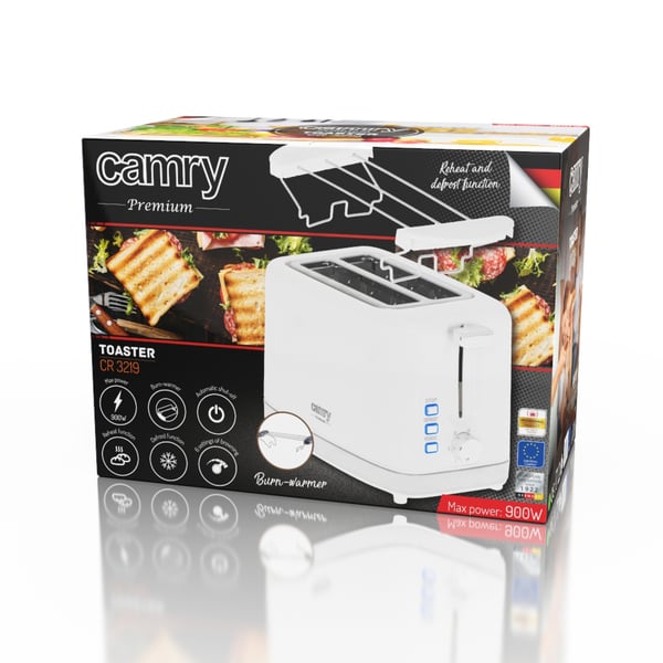 Miniatyrbillede 4 af 9: Camry Premium CR 3219 brødrister 2 skive(r) 750 W Hvid