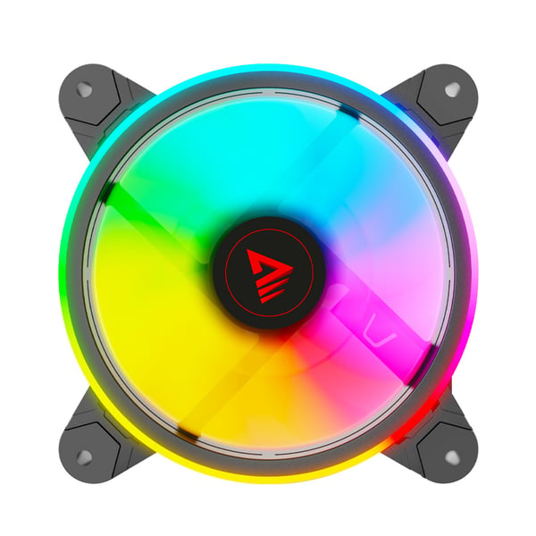 Miniatyrbillede 4 af 10: Savio FAN-01 4-pack 120mm ARGB fan including controller and remote control Computerkabinet Ventilator 12 cm Sort 4 stk