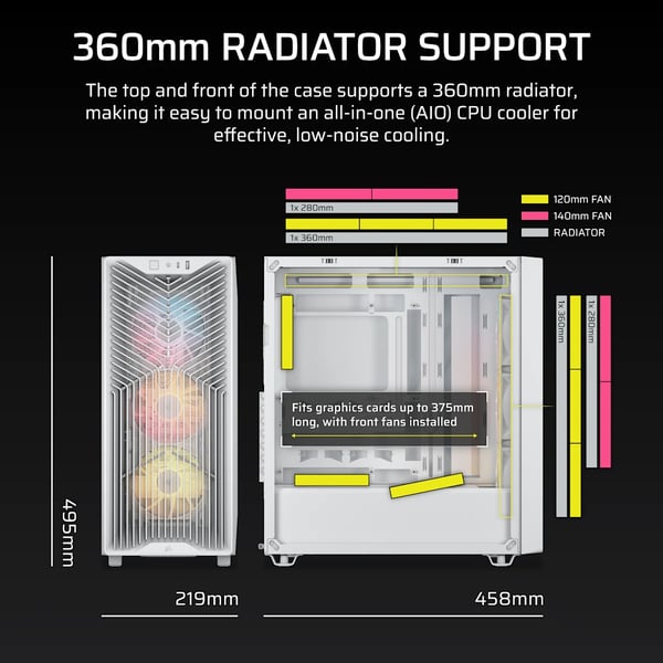 Corsair Midi Tower 3200D RS ARGB PC Case Vit