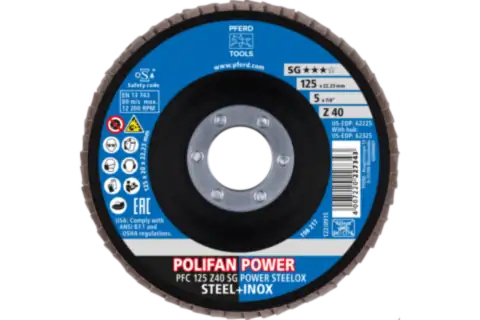 Miniatyrbild 4 av 4: PFERD POLIFAN flap discs zirconia alumina Z SG POWER STEELOX 2 styck