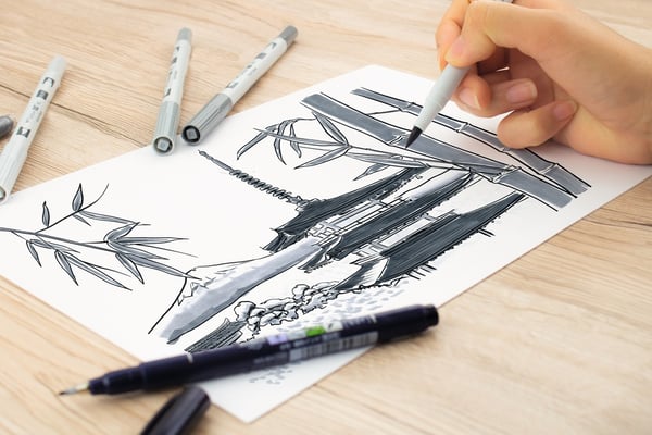 Tombow ABT Pro speedmarker 5 stk Mejsel/børstespids Grå