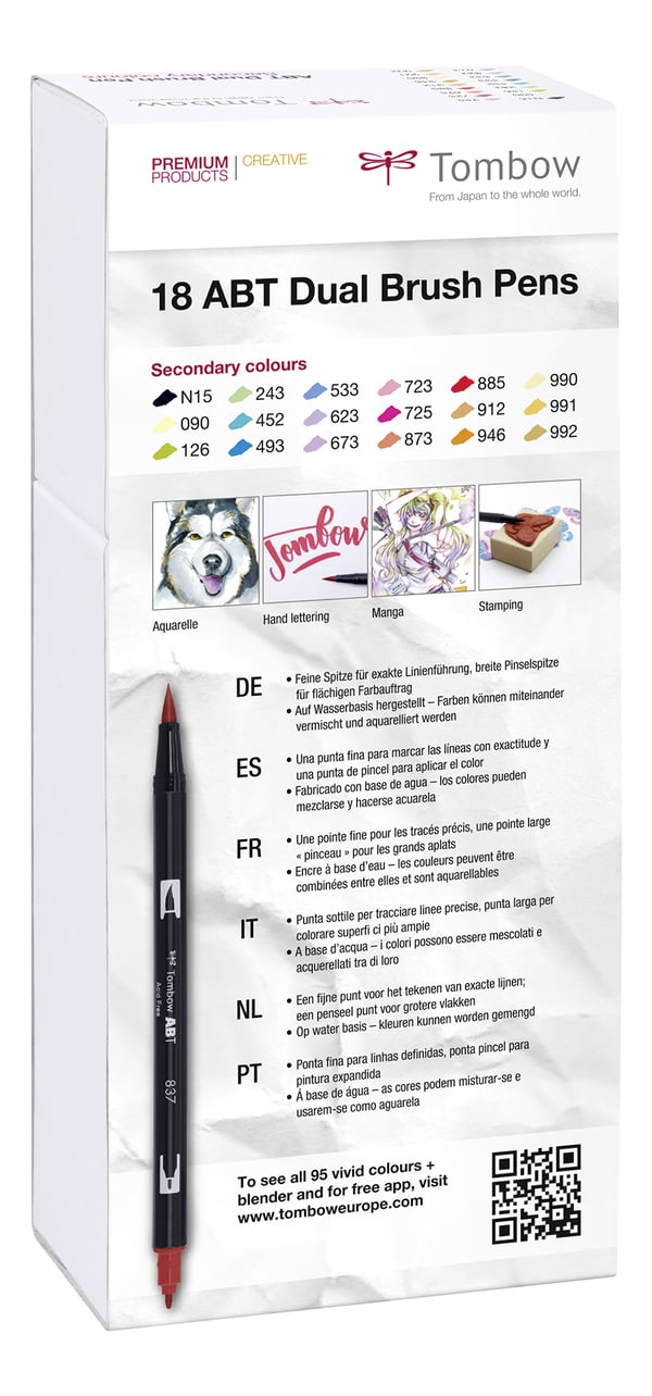 Miniatyrbild 3 av 3: Tombow ABT-18P-2 stiftpennor Fin 18 styck