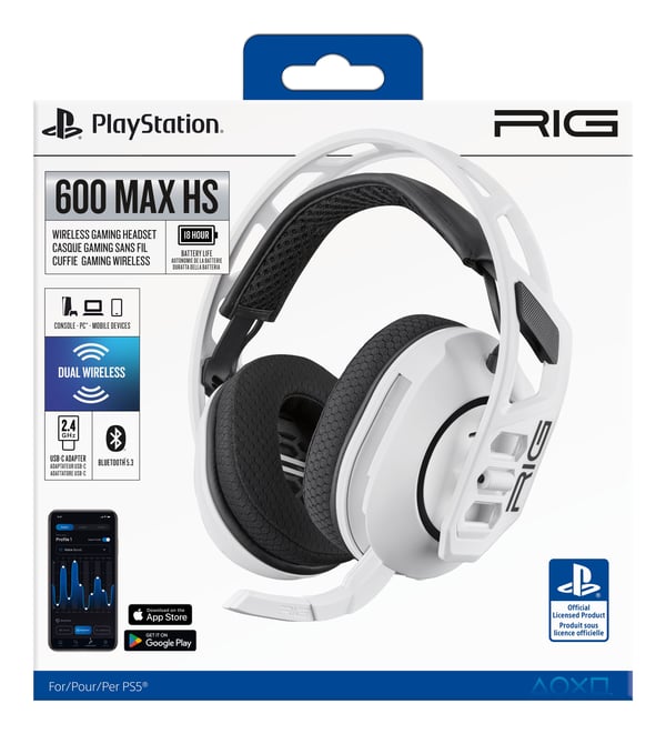 NACON RIG 600 MAX HS Headset Kabel & Trådlös Huvudband Spela Bluetooth Vit