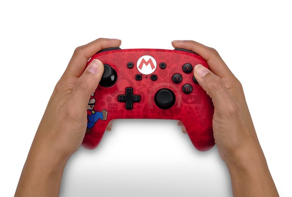 Miniatyrbild 5 av 11: PowerA Here We Go Mario Svart, Röd Bluetooth/USB Spelplatta Analog Nintendo Switch