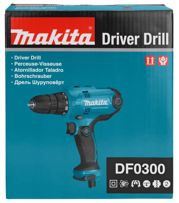 Makita DF0300 bor 1500 rpm Nøglefri 1,2 kg Sort, Blå