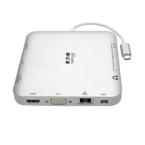 Pikkukuva 3 / 10: Tripp Lite U442-DOCK2-S kannettavien tietokoneiden telakka ja porttitoistin Langallinen USB 3.2 Gen 2 (3.1 Gen 2) Type-C Hopea