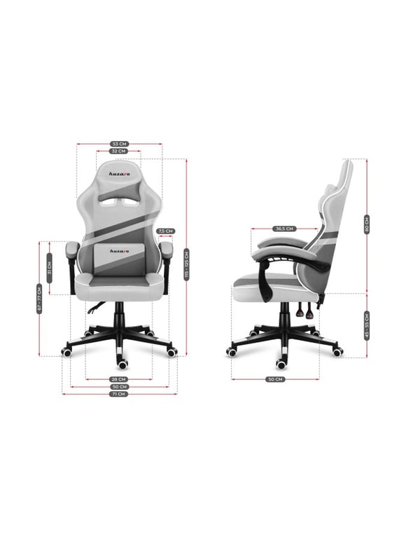 Huzaro FORCE 4.4 PC gamingstol Spand (vugge) sæde Grå, Hvid