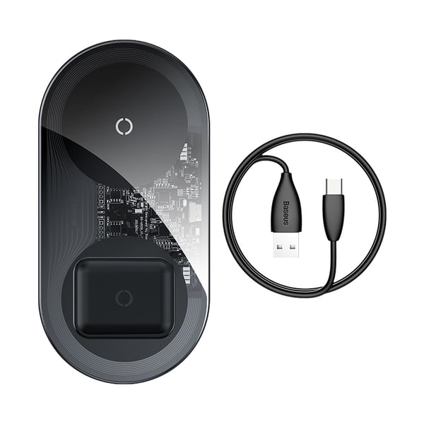 Baseus WXJK-01 Kuulokkeet, Älypuhelin Musta USB Langaton lataaminen Sisätila