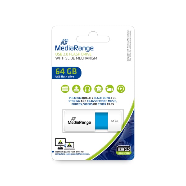 MediaRange USB Stick 64GB MR974 USB-sticka USB Type-A 2.0 Blå, Vit MediaRange USB Stick 64GB MR974 USB-sticka USB Type-A 2.0 Blå, Vit