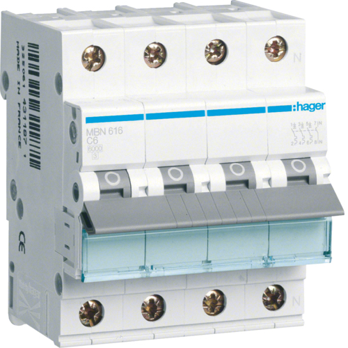 Hager LS-KATKAISIJA 3P+N 16A-B 6KA4PLE / HAGER MBN616