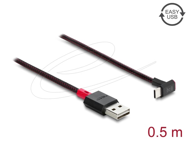 DeLOCK 81549 USB-kabel USB 2.0 0,5 m USB A USB C Rød, Sort