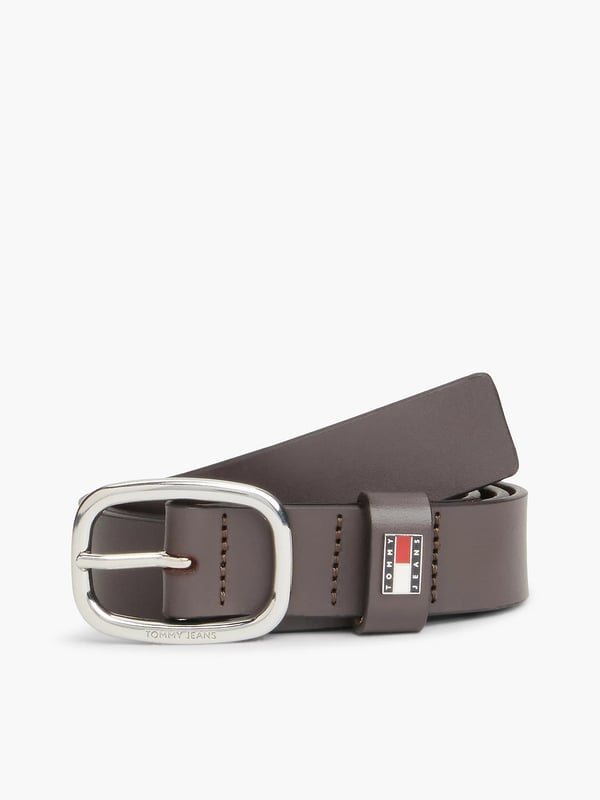 Tommy Hilfiger Leather Oval Buckle Logo Plaque Belt vyö