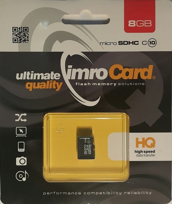 Miniatyrbillede 1 af 2: IMRO 10/8G hukommelseskort 8 GB MicroSDHC Klasse 10