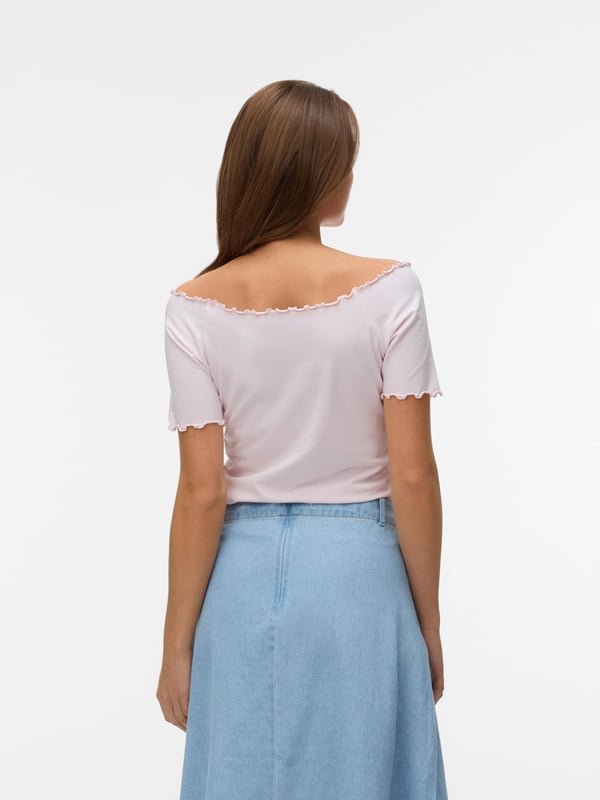 Vero Moda 5715865964545 skjorte & top Top (tøj) Skulderfri halsudskæring Kort ærme Bomuld, Lyocell, Elastin