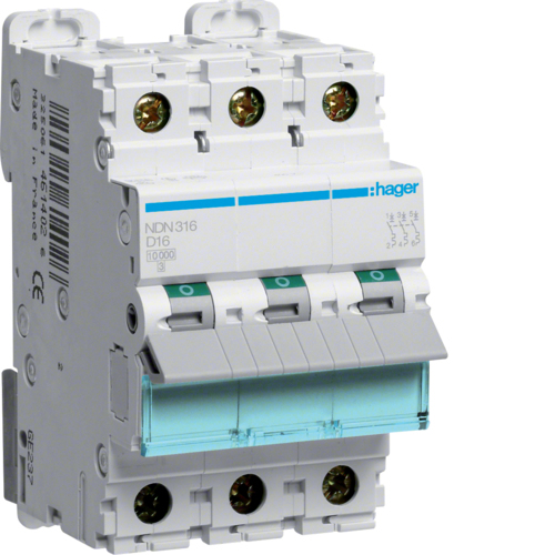 Hager LS-SCHALTER 3P 16A-D 10KA 3PLE / HAGER ND 316 NDN316