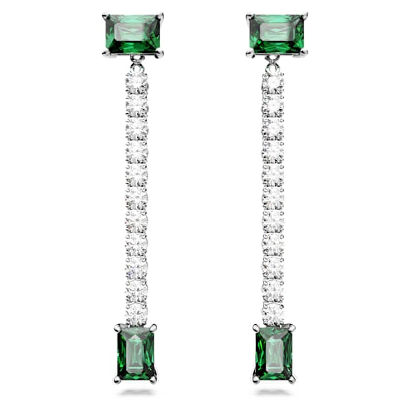Miniatyrbillede 1 af 6: Swarovski 5681552 Ørestikker Metal Grøn, Sølv, Hvid