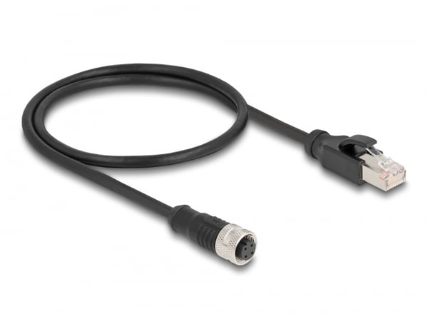 Miniatyrbillede 1 af 3: DELOCK M12 Adapterkabel D-kodet 4-polet BU til RJ45, ST 50 cm